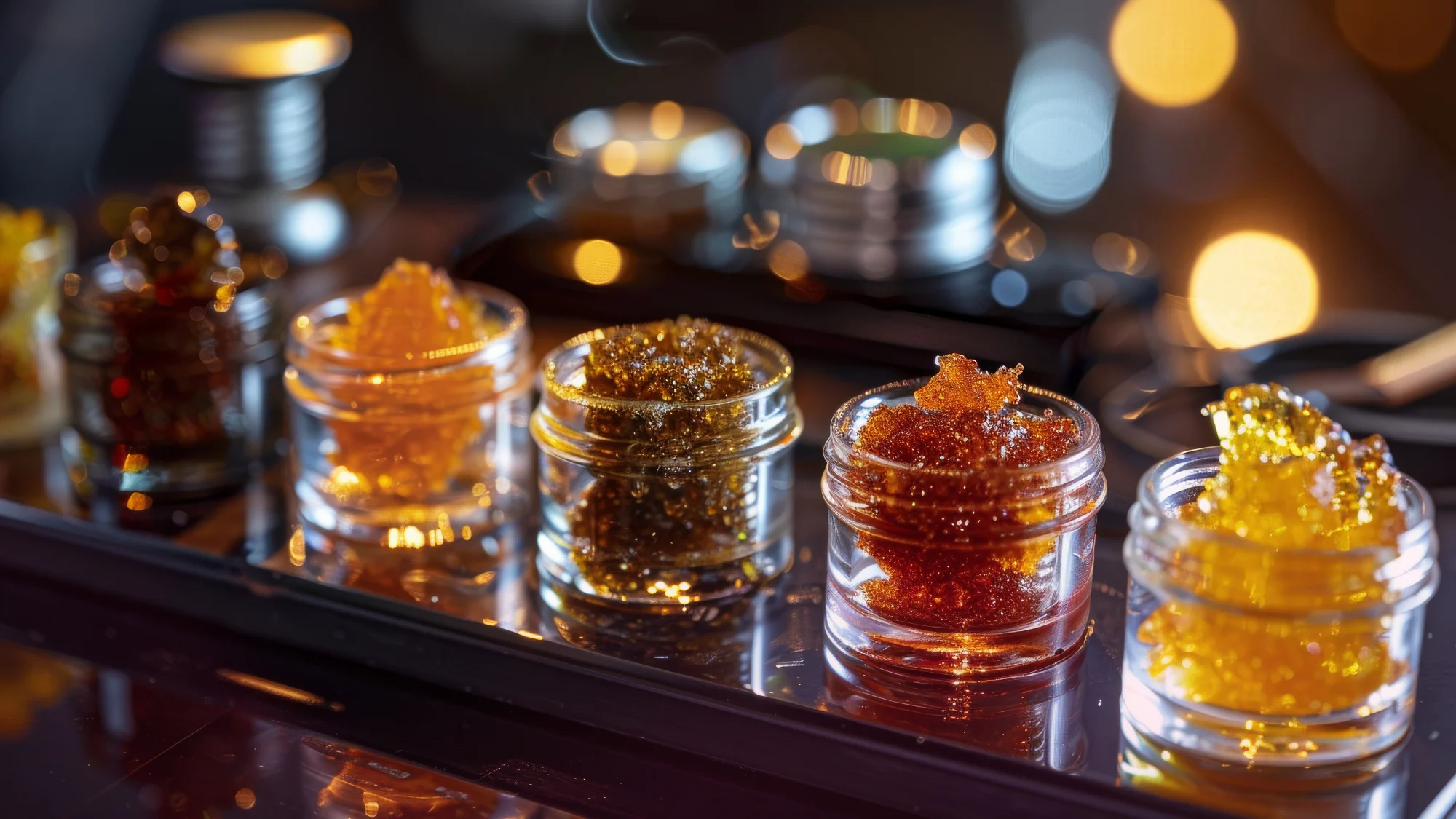 Educational overview of cannabis concentrate products showing different extract textures and forms used in regulated cannabis markets